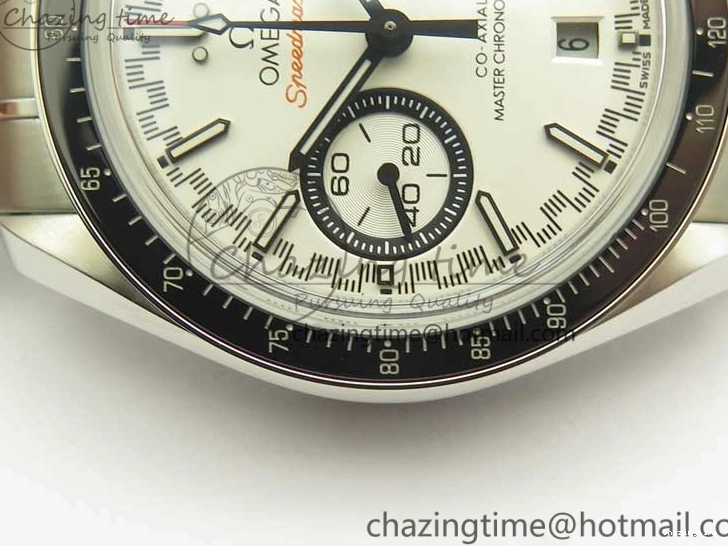 0203 UrbanChic Speedmaster Moonwatch OMF 1:1 Best Edition White Dial Black Hand on SS Bracelet A 8045